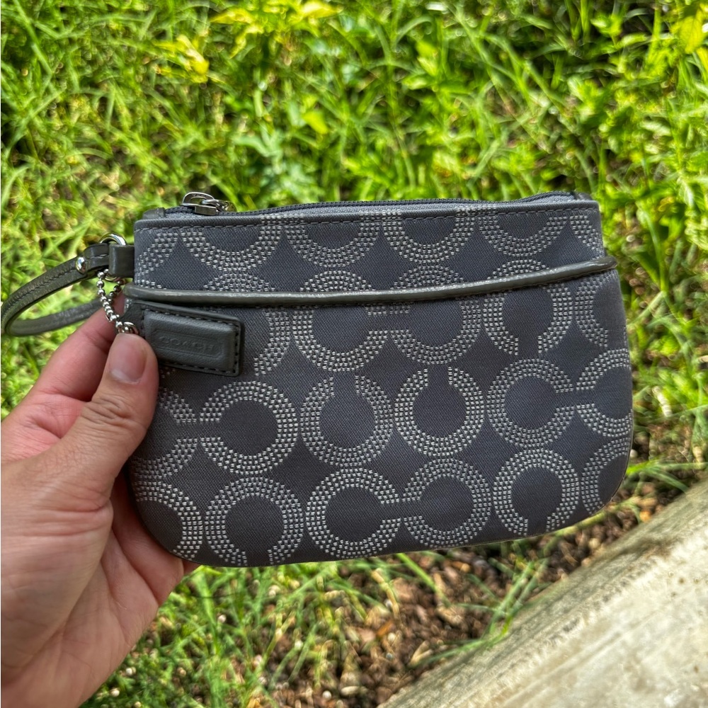 Coach Charcoal Patterned Wristlet